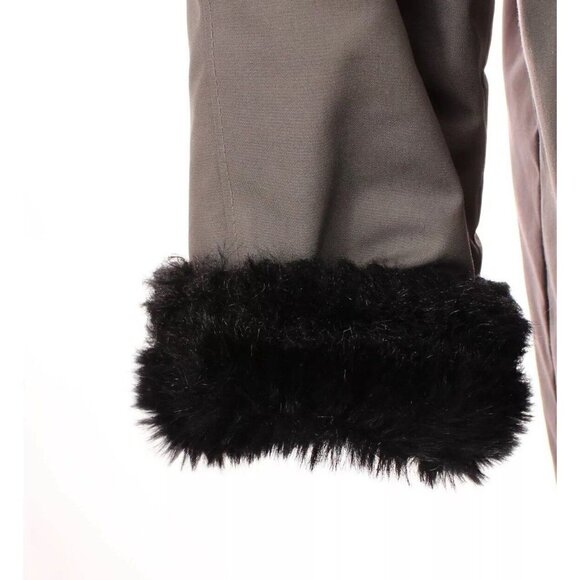 London Fog Womens Trench Coat Jacket Black Thick Faux Fur Lined Gray Sz 8 Reg - Picture 6 of 9